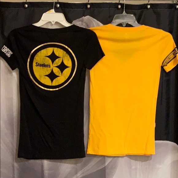 SHIPPING LABEL -re-shipment! Bundle! Victoria Secret PINK NFL Steelers Tee’s XS - Picture 6 of 8